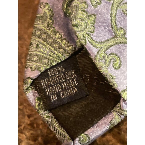 Paul Frederick Blue Green Paisley 100% Silk Men's Neck Tie Handmade In China - Picture 4 of 8